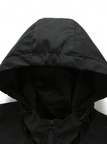 Manfinity Homme 男士户外风衣夹克，多口袋运动休闲保暖内衬外出连帽黑色长袖连帽夹克，适合朋友、丈夫、男朋友的礼物，适合秋冬 - 黑色 - 查看 7
