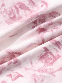 DAZY Floral Print Asymmetric Neckline Fitted Pajama Set - Pink - View 7