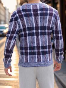 Manfinity Mode Casual geruite gebreide herentrui, lente/herfst