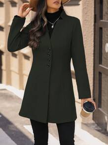 EMERY ROSE Chaqueta ajustada de cuello alto casual para vacaciones de mujer - Verde militar - Ver 8