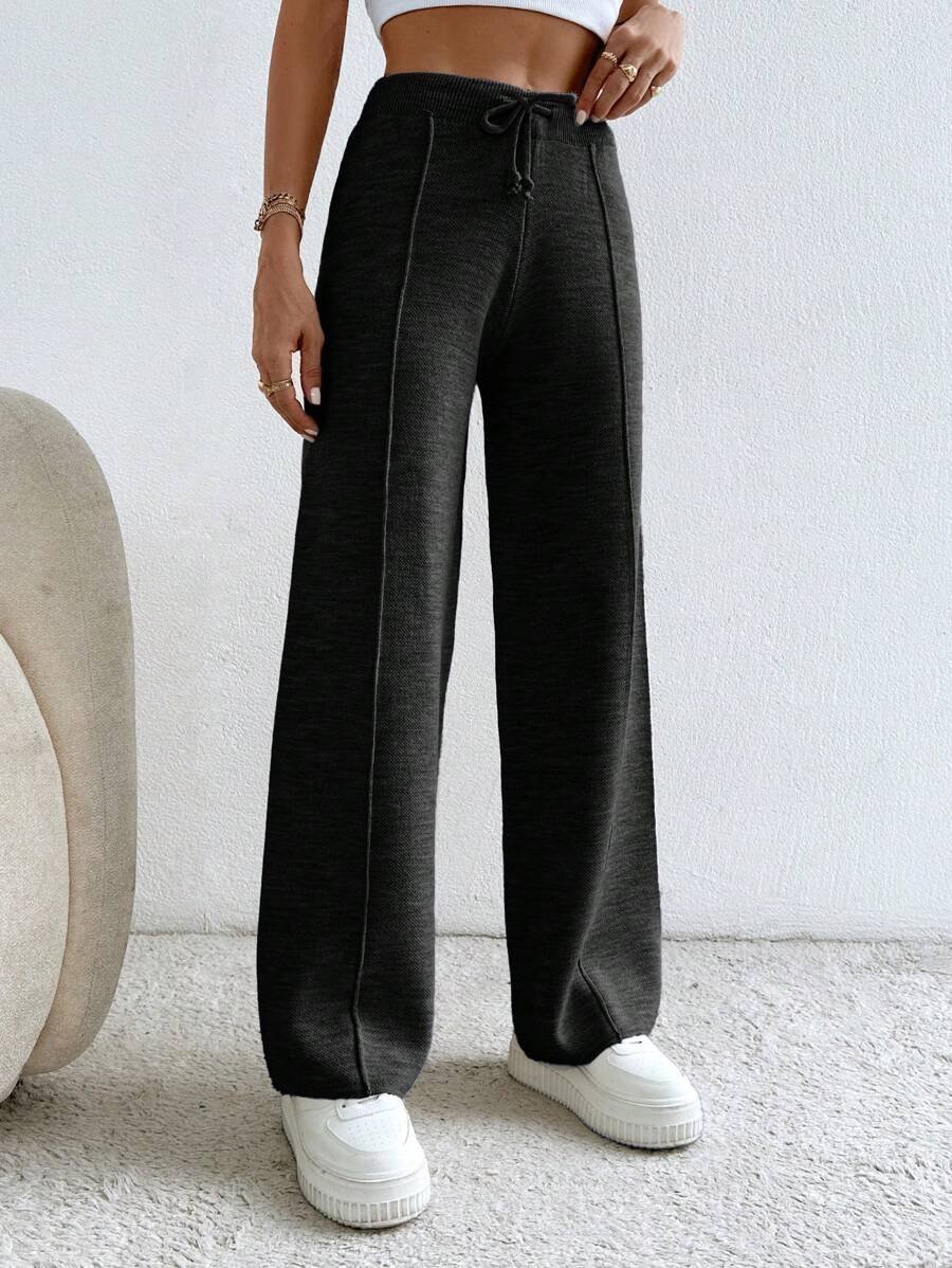 EURMUSE Pantalones de mujer de punto holgados con cintura con cordón