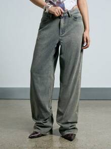 AiiRZ 破洞低腰宽松牛仔裤