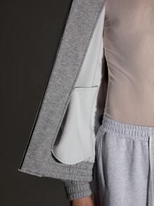 Manfinity VCAY 1 Stück Herren Grau Raglan Ärmel Stehkragen Reißverschluss Jacke, für Herbst und Winter - Grau - Übersicht 8