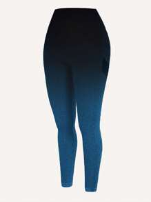 Easithlete Plus Ombre Wideband Waist Sports Leggings Yoga Women Pants - Multicolor - View 4