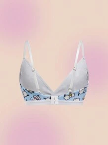 HELLO KITTY AND FRIENDS | SHEIN Tween Girl Cartoon & Letter Print Contrast Binding Comfortable Wireless Bra