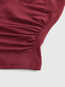 ROMWE Grunge Punk 女士休闲纯色褶皱腰露背吊带上衣