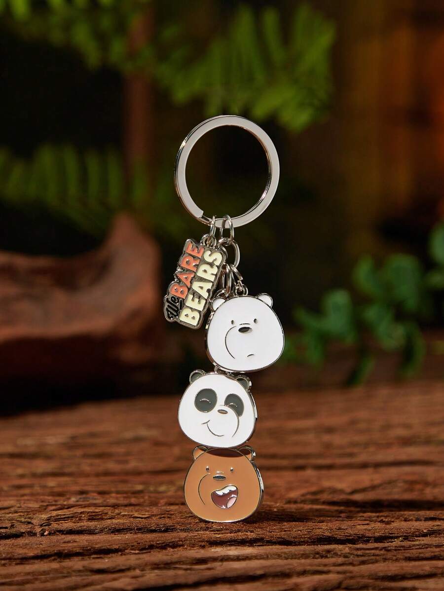 We Bare Bears X SHEIN 3 件装可爱卡通熊图案钥匙扣包包饰品