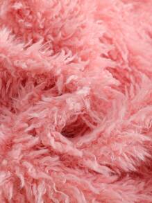 SHEIN Toddler Girls' Plush Solid Color Crew Neck Jacket For Outdoor Wear, Fall/Winter - Pink - View 4