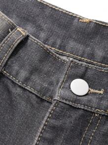 DAZY 女士休闲宽松破洞阔腿牛仔裤，带侧袋，适合春秋季节，宽松牛仔裤 - 黑色 - 查看 8