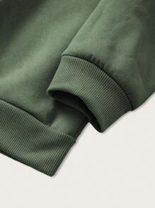 INAWLY Áo nỉ dài tay cổ tròn in chữ và mũ Giáng sinh cỡ lớn, kiểu dáng thường ngày cho mùa thu. - xanh quân đội - Xem 7