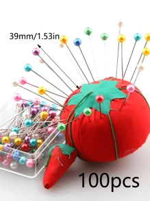 100 件/套彩色仿珍珠装饰塑料别针，用于制作情人节、情人节婚礼、生日工艺缝纫用品缝纫配件、DIY 工艺品、时装设计和绗缝 - 混合颜色、缝纫配件、绗缝针、工艺用品、多用途针、耐用储物盒