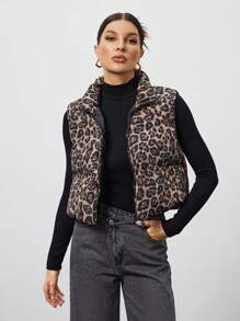 SHEIN Tall 秋冬装拉链黑色背心外套 - 黑色 - 查看 3