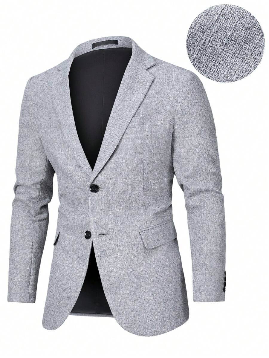 Manfinity Mode Men's Casual Commuting Business Suit Jacket, Autumn - Light Grey - View 1