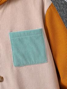Tween Boy Casual Corduroy Color Block Hoodie Jack, Warme Thermische Voering, Geschikt Voor Herfst, Lente En Winter, Ideaal Voor Buitenspelen, School, Straat, Feest En Vrije Tijd, Hoge Prijs-Kwaliteit