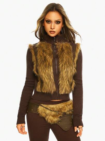 J-Fashion Vintage Patchwork Puscheliger Y2K Shibuya Mädchen Stil ärmellose Cardigan für Damen