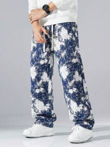 Manfinity LEGND Quần ống rộng in họa tiết nhuộm loang cho nam cạp chun rút dây - Nhiều màu - Xem 4