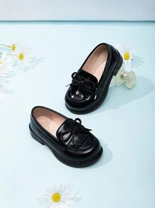 1 Pair Versatile Cute Bow-Knot Flat Shoes For Girls, Suitable For All Seasons