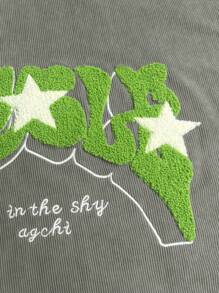 Flirla 大码女式刺绣字母抽绳休闲拉链连帽衫