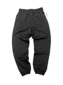 Manfinity Homme Pantalón de chándal casual para hombre con cintura con cordón y detalles a rayas en bloques de color - Gris Oscuro - Ver 2