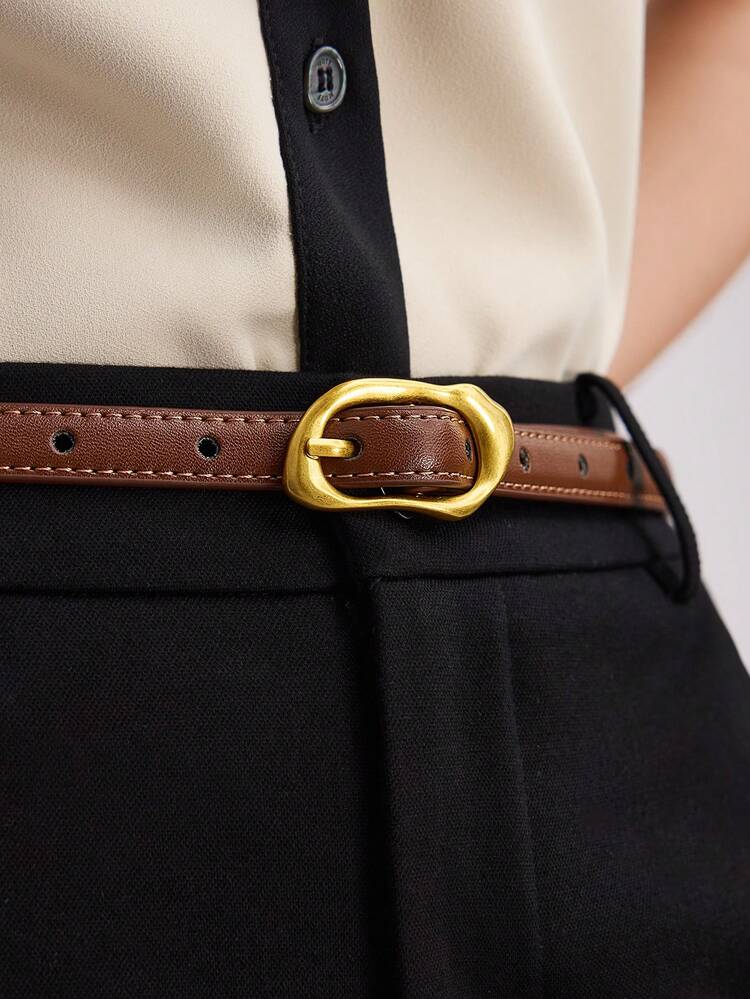 CHOCOLATE BROWN PU BUCKLE WAIST BELT