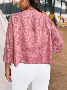 SHEIN LUNE 大码女式扭纹细节长袖衬衫