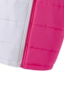 Conjunto de 3 peças de moletom esportivo casual com capuz, colete e calça de corrida para meninas adolescentes rosa e branco
