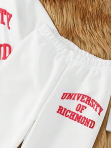 SHEIN Bộ 2 món áo nỉ dài tay in khẩu hiệu đơn giản phù hợp cho trẻ sơ sinh và trẻ mới biết đi, thích hợp mặc ngoài trời và trong nhà - Màu Khaki - Xem 9