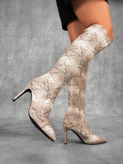 CUCCOO SZL Botas de tacón de aguja de punta puntiaguda hasta la rodilla, clásicas y elegantes, cómodas y versátiles para mujer