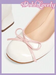 Dola Lovely Tacones gruesos con puntera redonda, escote bajo y decoración de lazo, elegantes tacones altos para mujer, novedad para Año Nuevo y San Valentín