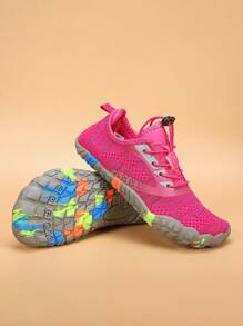 儿童户外水鞋和水袜，时尚休闲运动鞋，橡胶鞋底，适合徒步旅行、瑜伽，透气 - 玫紅色 - 查看 7