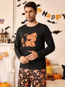 Happy Jammies Men's Halloween Party Long Sleeve Top & Pants Loungewear Set Clothes - Multicolor - View 7