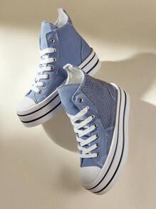 CUCCOO EASI Giày thể thao đế dày thời trang đa năng cho nữ Giày thể thao cho ngày lễ tình nhân - Màu xanh lam - Xem 2