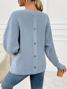 SHEIN Jersey de cuello redondo informal de unicolor, de manga larga, para embarazadas, para el invierno