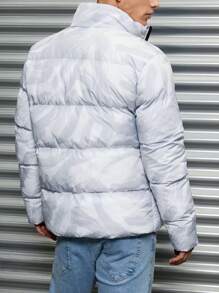 RueChic Men Graphic Pattern Zip Up Regular Puffer Coat - Multicolor - View 2