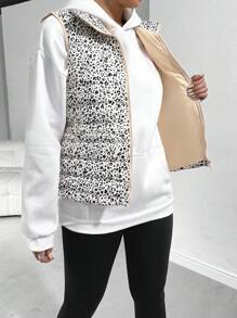 SHEIN Essnce 女士纯色拼接无袖简约羽绒服，休闲日常穿着 - 彩色 - 查看 13