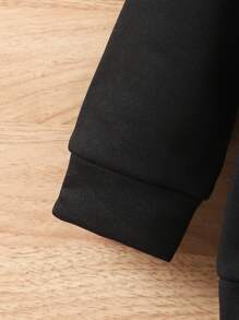 Bộ 2 món áo hoodie và quần in hình bướm cho bé gái mới biết đi, trang phục thường ngày cho mùa xuân thu - màu đen - Xem 6