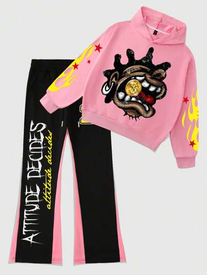 Street Life Loose Cropped Hoodie Set For Men