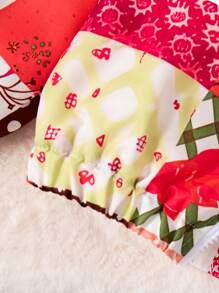 SHEIN Young Girl Polka Dot & Floral Print Thermal Lined Hooded Thick Zip Up Cardigan Jacket, Winter - Multicolor - View 6