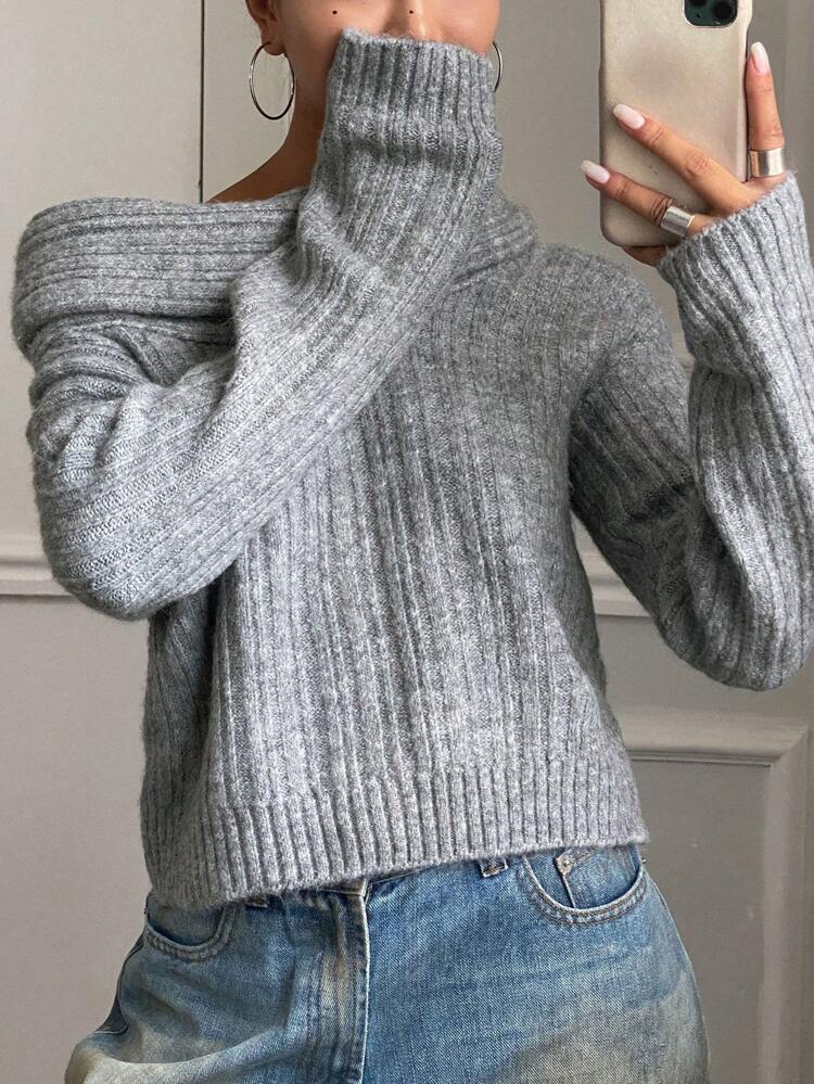 Solid Color Stylish Loose Pullover Sweater For Women,Fall Clothes