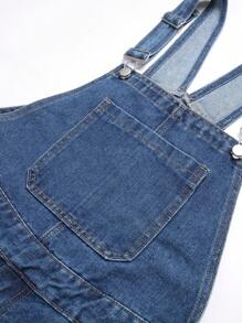 Manfinity Homme Men's Casual Washed Denim Bib Overalls - Medium Wash - View 4