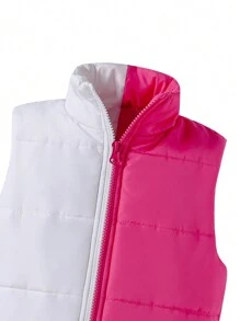 Conjunto de 3 peças de moletom esportivo casual com capuz, colete e calça de corrida para meninas adolescentes rosa e branco