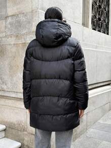 EURMUSE WOMAN BLACK PUFFY WINTER COAT WITH POCKETS - Black - View 2