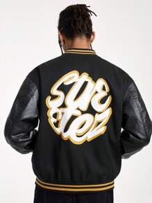 Manfinity VCAY Men's Loose Woven Long Sleeve Jacket, For Fall Winter - Black - View 1