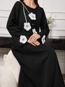 Al Najma 1pc Women's Daily Traditional Applique 3D Floral Elegant Party Dress, Casual A Line Arabian Dresses, For Evening Party/Wedding Guest/Anniversary