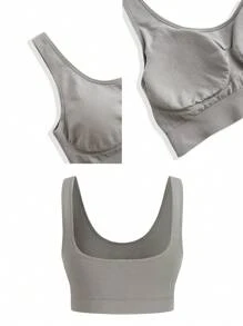 SHEIN Velisys 1 pieza Camiseta de tirantes deportiva y sin costuras de un solo color para mujer, para yoga y actividades físicas - Multicolor - Ver 5