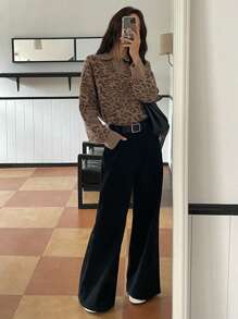 DAZY Jersey casual con mangas raglán con estampado de leopardo para mujer, otoño/invierno - Gris - Ver 7