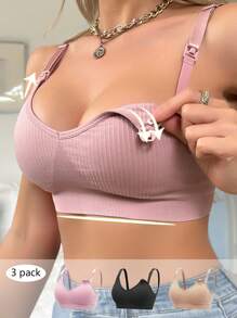 Moonlight&Mama 孕妇纯色细肩带简约休闲胸罩 - 彩色 - 查看 7