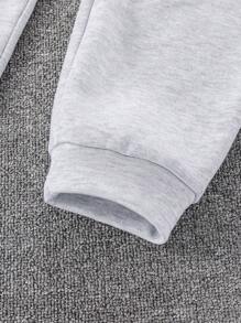 SHEIN Leap Crew Bộ 3 quần nỉ dệt kim rộng rãi in chữ thường ngày cho bé trai tuổi teen, mỗi quần 1 chiếc, 3 màu - Màu Khaki - Xem 4