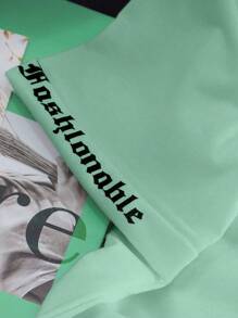 SHEIN Áo thun cổ tròn tay ngắn in chữ cái tiếng Anh vui nhộn thường ngày cho bé trai, thích hợp mặc hàng ngày, đi học, du lịch, tập luyện, mùa xuân/hè (đi chơi, nghỉ lễ, du lịch, thư giãn, tắm nắng, mùa hè) - Màu xanh Bạc hà - Xem 4