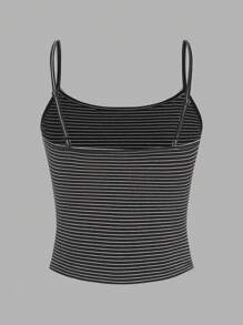 SHEIN EZwear 女式多色针织短款背心 - 黑與白 - 查看 9